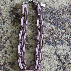 Coach Leather Covered Chain Strap In Faded Purple